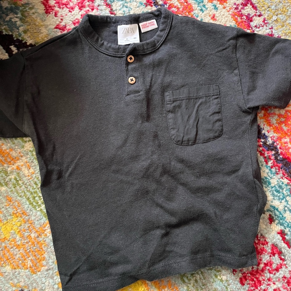 Zara Kids Charcoal Button-Up Shirt